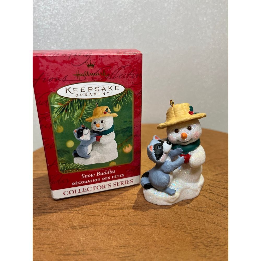 Hallmark Keepsake Snow Buddies Snowman Racoon 2001